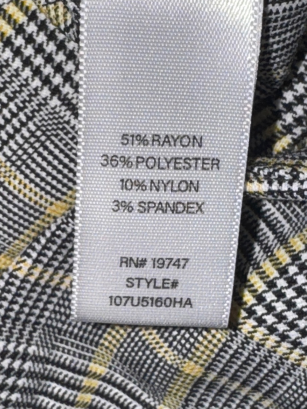 Counterparts Plaid Pants Black & Yellow Windowpane Print Women’s L Large - Picture 8 of 8